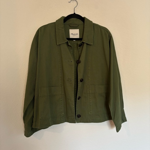 Madewell Drapey Pomeray Chore Jacket Green Military - Picture 4 of 7